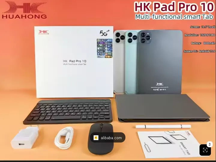 HK Pad Pro 10 – 10.1" 5G Android 15 Smart Tablet | Dual Camera 24MP+48MP, 8000mAh, Dual Sim Card