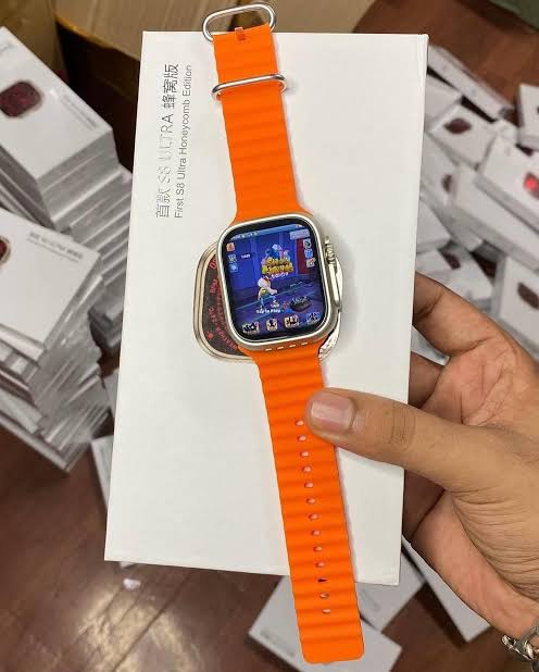 S8 Ultra Smart Watch with 5gSIM Card, App Store Working, Google Maps, Facebook,(SIM Supported) Extra Band (Orange and Black) - Image 2